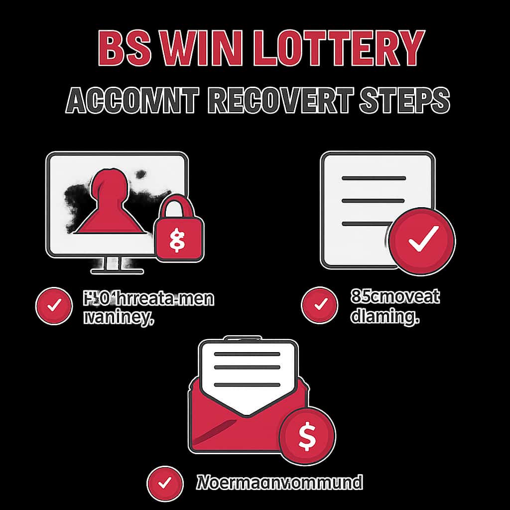 An educational diagram showcasing the account recovery process for BS Win Lottery.
