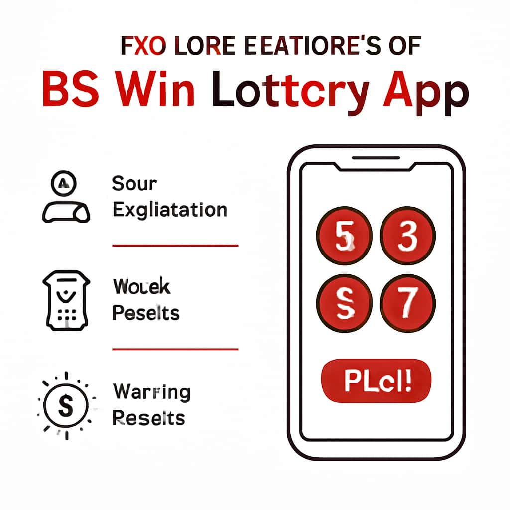 An illustration detailing the functionalities of the BS Win Lottery app.