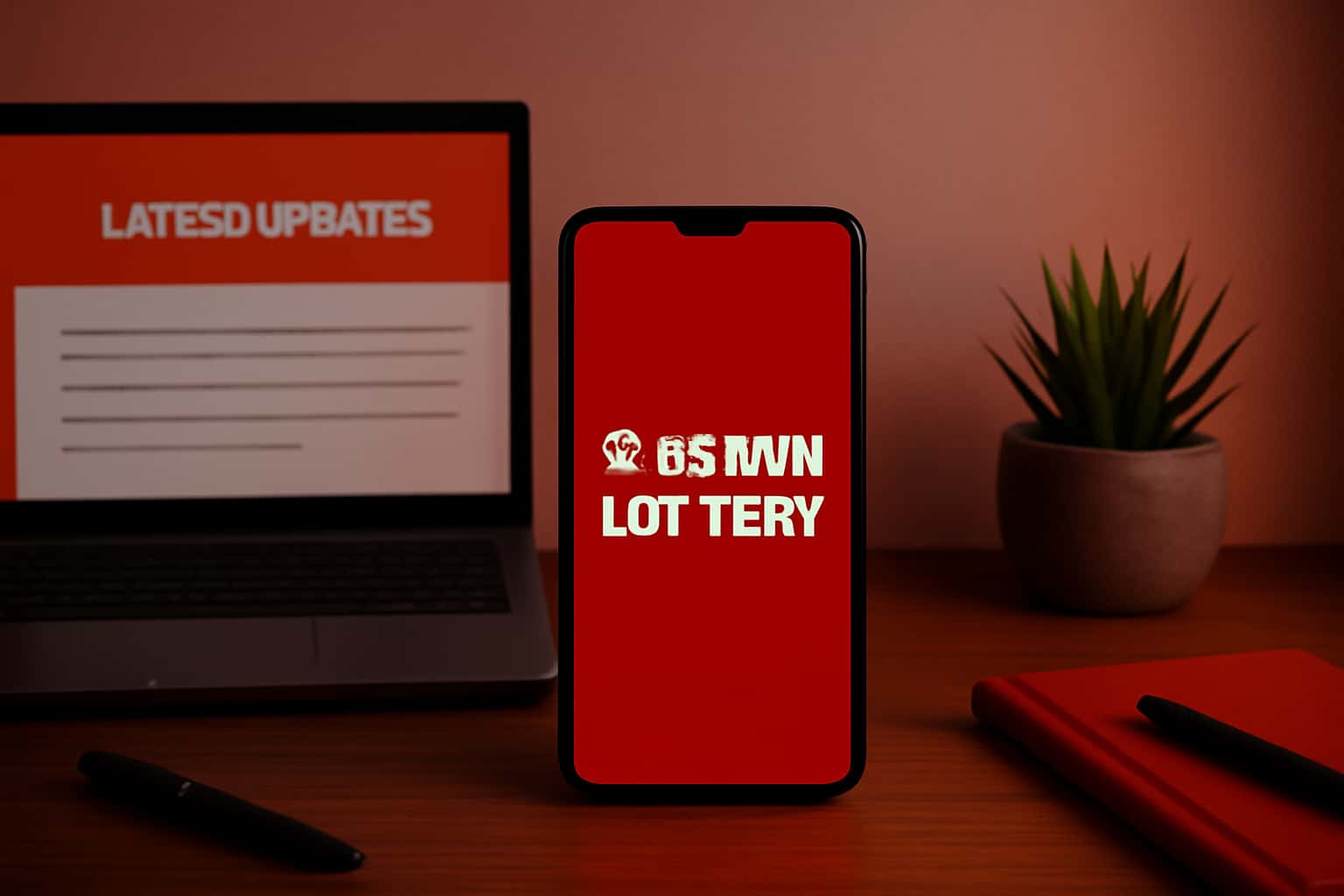 Informational scene showcasing the latest features of the BS Win Lottery app.